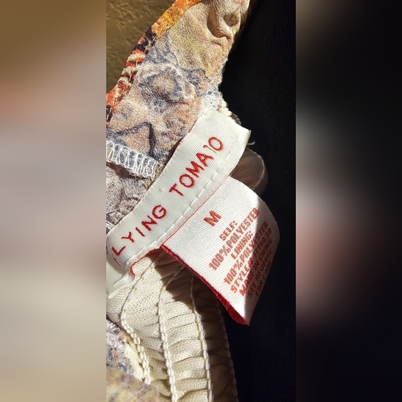 Flying Tomato Bohemian Ruffled Women's Cold Shoulder Smocked Bodice Medium Top - Picture 6 of 7